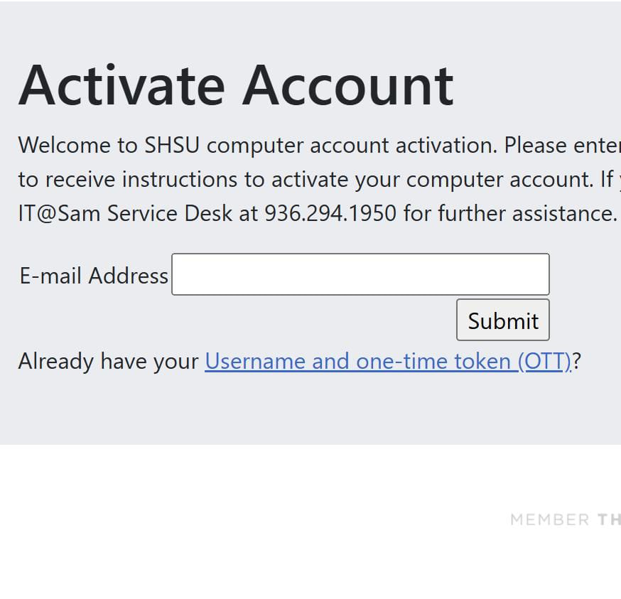 SHSU Email Activation